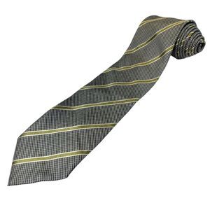 Tino Cosma Men's‎ Long All Silk Necktie Green Stripes With Black And White 61" L